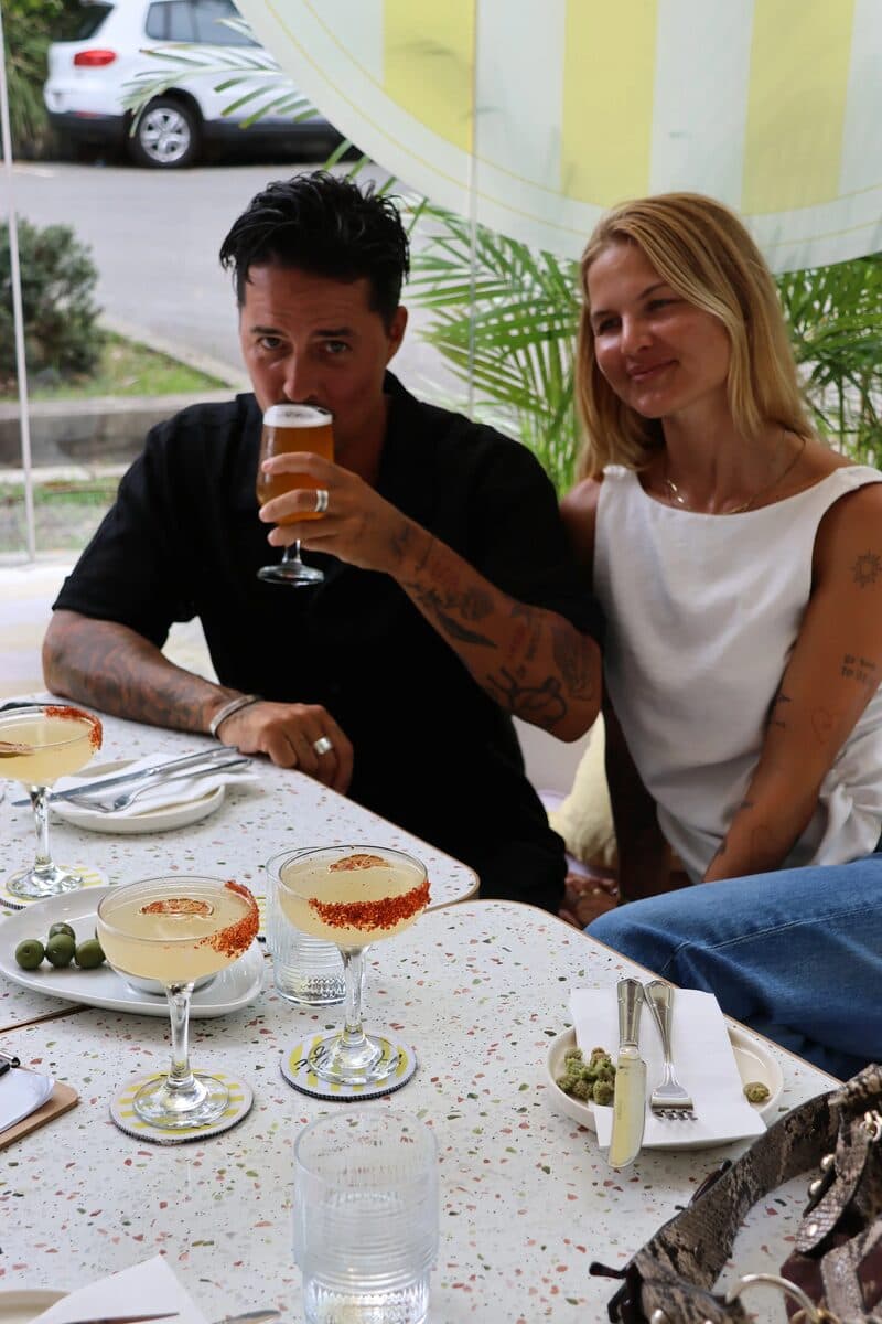 Friends toasting drinks outdoors