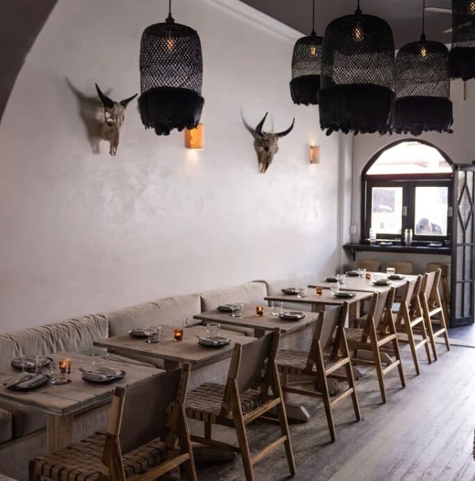 Dining room with black lanterns